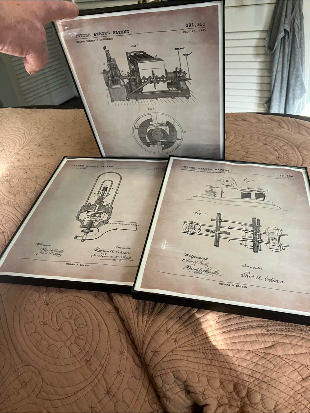 Framed Reproductions Prints of Thomas Edison’s Patent Drawings